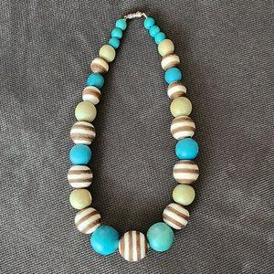 Claire's Wood Beaded Multicolor Bohemian Necklace